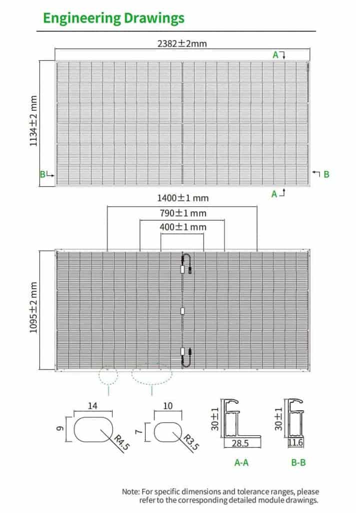 Jinko 66HL4M-BDV 605-630 Engineering Drawings